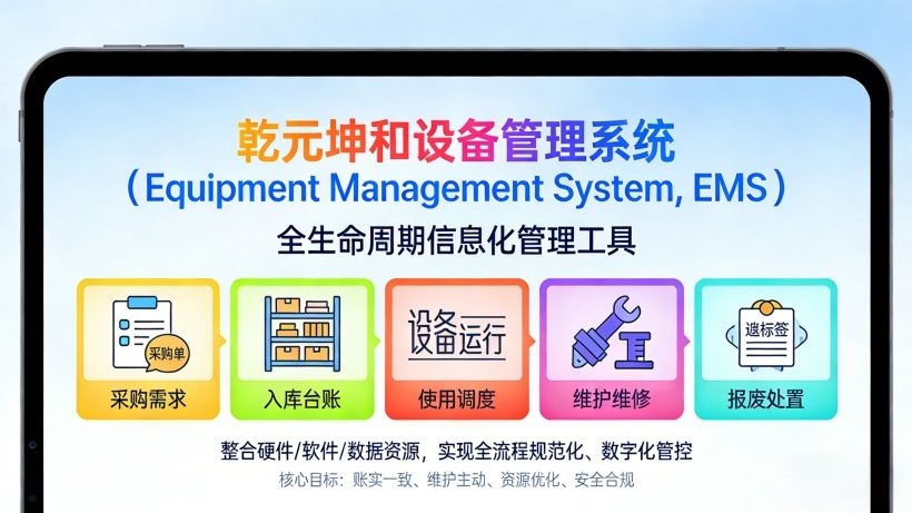 设备管理系统（Equipment Management System，EMS）是面向企业、机构或组织的全生命周期信息化管理工具，通过整合硬件、软件与数据资源，实现对各类设备（如生产设备、医疗设备、办公设备等）从采购需求、入库台账、使用调度、维护维修到报废处置的全流程规范化、数字化管控